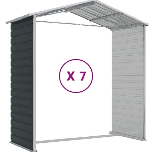 The Living Store haveskur 191x640x198 cm galvaniseret stål antracitgrå - Skure & Redskabsskure Skure, Garager & Carports
