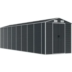 Skure, Garager & Carports^The Living Store haveskur 191x725x198 cm galvaniseret stål antracitgrå - Skure & Redskabsskure