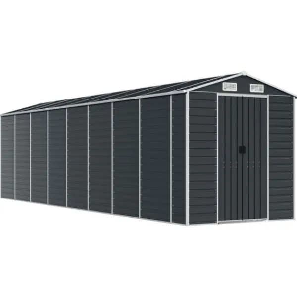 Skure, Garager & Carports^The Living Store haveskur 191x725x198 cm galvaniseret stål antracitgrå - Skure & Redskabsskure