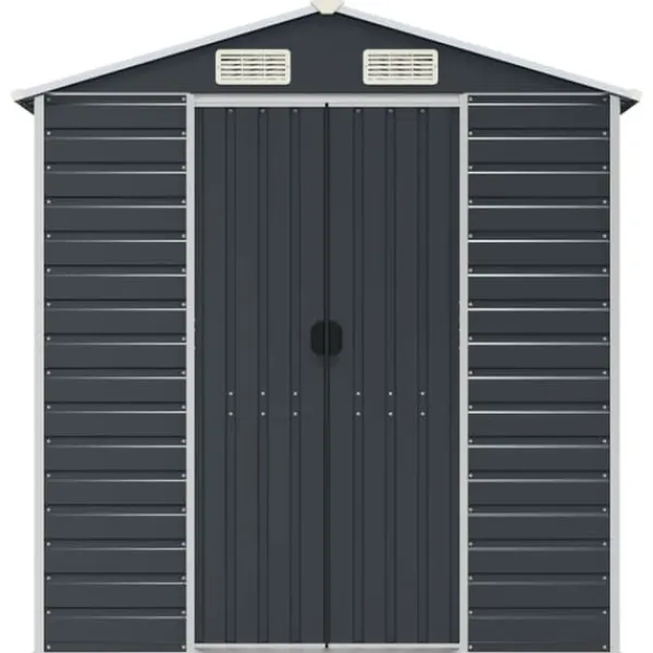Skure, Garager & Carports^The Living Store haveskur 191x725x198 cm galvaniseret stål antracitgrå - Skure & Redskabsskure
