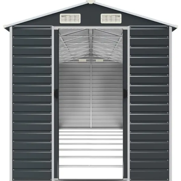 Skure, Garager & Carports^The Living Store haveskur 191x725x198 cm galvaniseret stål antracitgrå - Skure & Redskabsskure