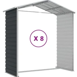 Skure, Garager & Carports^The Living Store haveskur 191x725x198 cm galvaniseret stål antracitgrå - Skure & Redskabsskure