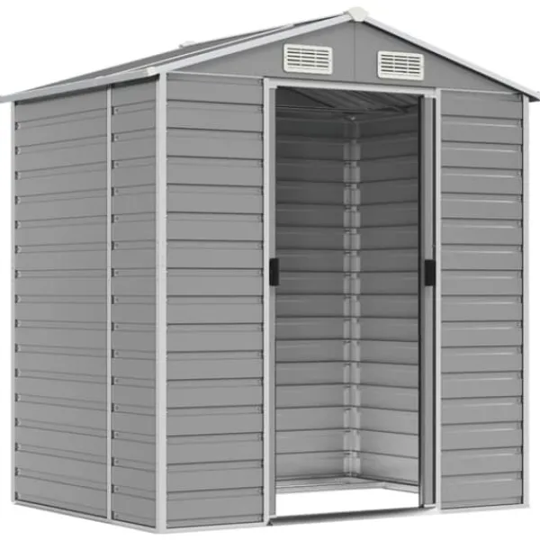 Sale The Living Store haveskur 191x130x198 cm galvaniseret stål lysegrå - Skure & Redskabsskure Skure, Garager & Carports