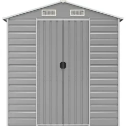 Sale The Living Store haveskur 191x130x198 cm galvaniseret stål lysegrå - Skure & Redskabsskure Skure, Garager & Carports