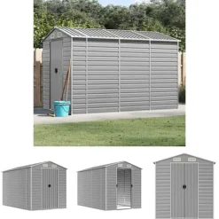 Skure, Garager & Carports^The Living Store haveskur 191x300x198 cm galvaniseret stål lysegrå - Skure & Redskabsskure
