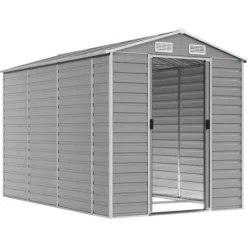 Skure, Garager & Carports^The Living Store haveskur 191x300x198 cm galvaniseret stål lysegrå - Skure & Redskabsskure