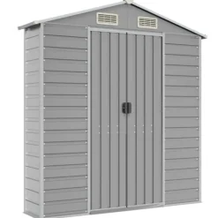 Skure, Garager & Carports^The Living Store haveskur 191x300x198 cm galvaniseret stål lysegrå - Skure & Redskabsskure