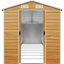 Best The Living Store haveskur 191x895x198 cm galvaniseret stål lysebrun - Skure & Redskabsskure Skure, Garager & Carports