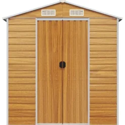 Best The Living Store haveskur 191x895x198 cm galvaniseret stål lysebrun - Skure & Redskabsskure Skure, Garager & Carports