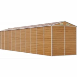 Best The Living Store haveskur 191x895x198 cm galvaniseret stål lysebrun - Skure & Redskabsskure Skure, Garager & Carports