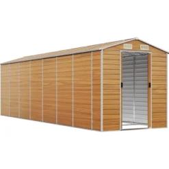 The Living Store haveskur 191x640x198 cm galvaniseret stål lysebrun - Skure & Redskabsskure Skure, Garager & Carports
