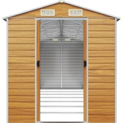 The Living Store haveskur 191x640x198 cm galvaniseret stål lysebrun - Skure & Redskabsskure Skure, Garager & Carports