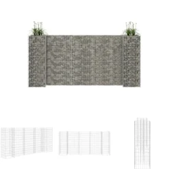 Krukker & Plantebeholdere^The Living Store H-formet gabion-plantekasse 260x40x120 cm stål - Plantekrukker