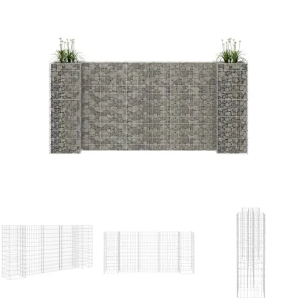 Krukker & Plantebeholdere^The Living Store H-formet gabion-plantekasse 260x40x120 cm stål - Plantekrukker