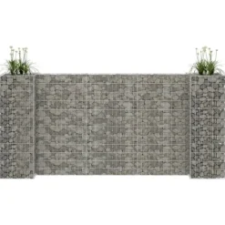 Krukker & Plantebeholdere^The Living Store H-formet gabion-plantekasse 260x40x120 cm stål - Plantekrukker