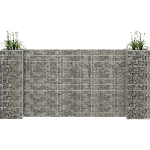 Krukker & Plantebeholdere^The Living Store H-formet gabion-plantekasse 260x40x120 cm stål - Plantekrukker