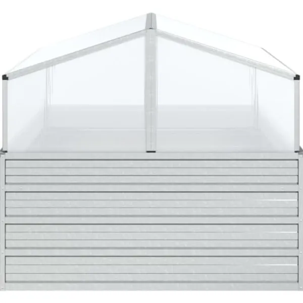 Drivhus^The Living Store højbed med drivhus 100x100x85 cm sølvfarvet - Plantekrukker