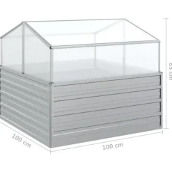 Drivhus^The Living Store højbed med drivhus 100x100x85 cm sølvfarvet - Plantekrukker