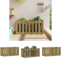Clearance The Living Store højbed med stakitdesign 100x50x50 cm imprægneret fyrretræ - Plantekrukker Krukker & Plantebeholdere