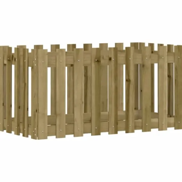 Clearance The Living Store højbed med stakitdesign 100x50x50 cm imprægneret fyrretræ - Plantekrukker Krukker & Plantebeholdere