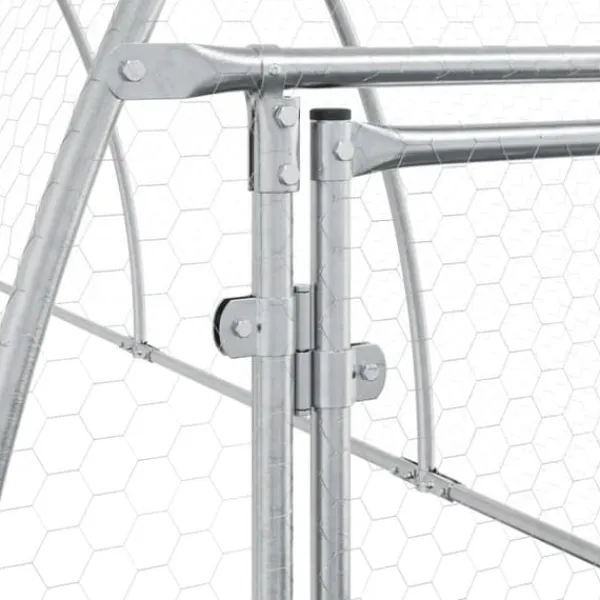The Living Store hønsehus 300x105x120 cm galvaniseret stål sølvfarvet - Huse & bure til små dyr Drivhus