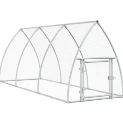 The Living Store hønsehus 300x105x120 cm galvaniseret stål sølvfarvet - Huse & bure til små dyr Drivhus