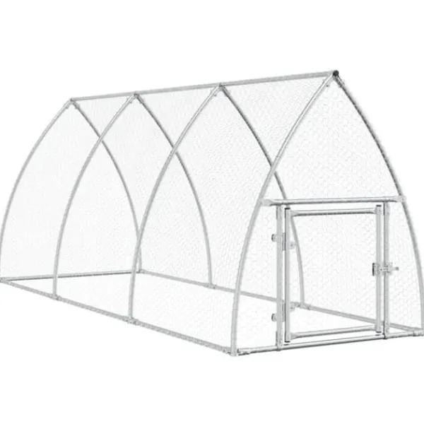 The Living Store hønsehus 300x105x120 cm galvaniseret stål sølvfarvet - Huse & bure til små dyr Drivhus