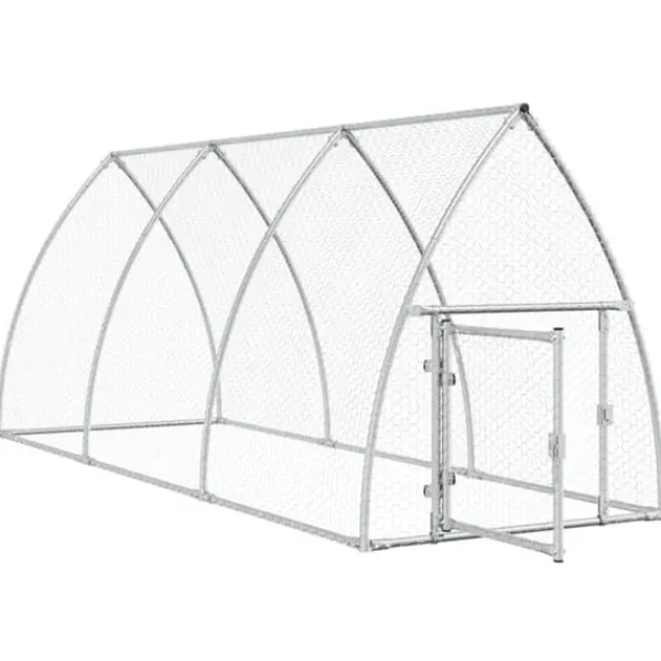 The Living Store hønsehus 300x105x120 cm galvaniseret stål sølvfarvet - Huse & bure til små dyr Drivhus