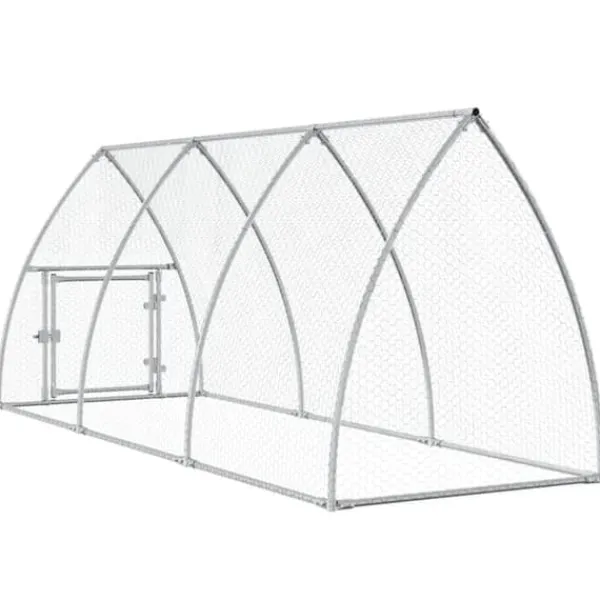 The Living Store hønsehus 300x105x120 cm galvaniseret stål sølvfarvet - Huse & bure til små dyr Drivhus