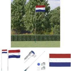 Outlet The Living Store Holland flag og flagstang 5,55 m aluminium - Flag & vimpler Flag & Vindposer