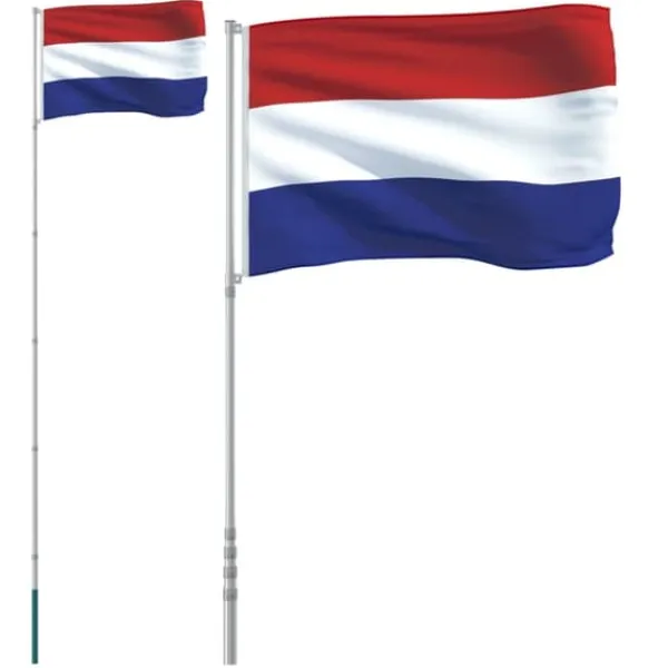 Outlet The Living Store Holland flag og flagstang 5,55 m aluminium - Flag & vimpler Flag & Vindposer
