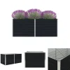 Krukker & Plantebeholdere^The Living Store hævet blomsterbed 160 x 80 x 45 cm galvaniseret stål antracit - Plantekrukker