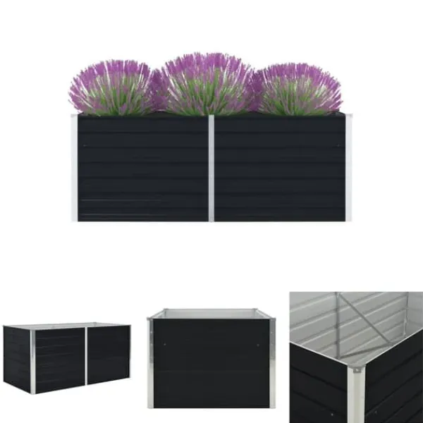 Krukker & Plantebeholdere^The Living Store hævet blomsterbed 160 x 80 x 45 cm galvaniseret stål antracit - Plantekrukker
