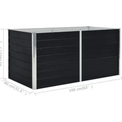 Krukker & Plantebeholdere^The Living Store hævet blomsterbed 160 x 80 x 45 cm galvaniseret stål antracit - Plantekrukker