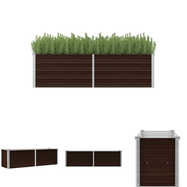 Krukker & Plantebeholdere^The Living Store hævet plantekasse 160x40x45 cm galvaniseret stål brun - Plantekrukker