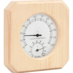 Outlet The Living Store 2-i-1 saunasæt hygrometer og timeglas massivt fyrretræ - Saunatilbehør Sauna