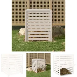 Outlet The Living Store kompostbeholder 82,5x82,5x99,5 cm massivt fyrretræ hvid - Kompostbeholdere Kompostering