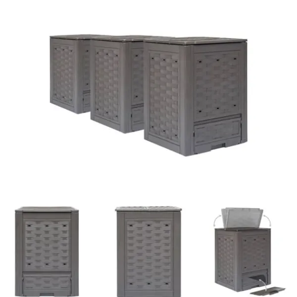 Kompostering^The Living Store kompostbeholdere 3 stk. 60 x 60 x 83 cm 900 l brun - Kompostbeholdere