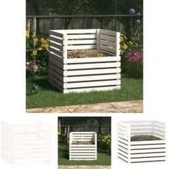 New The Living Store kompostbeholder 80x80x78 cm massivt fyrretræ hvid - Kompostbeholdere Kompostering