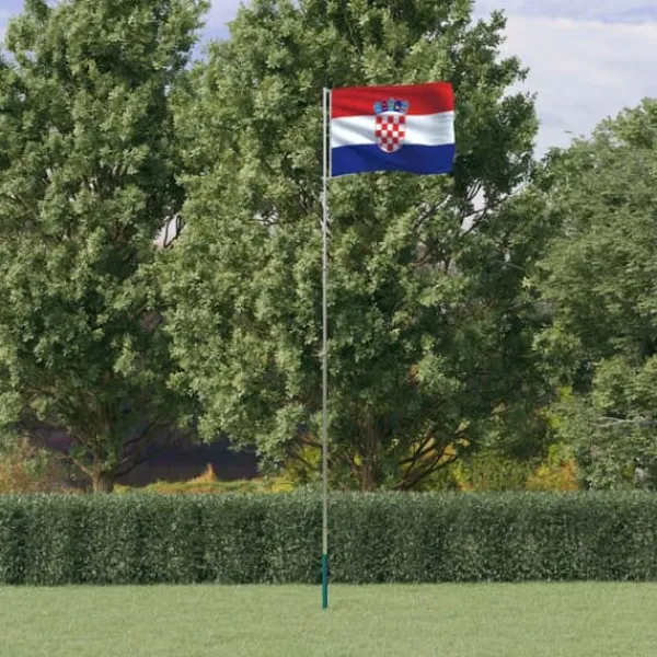 Flag & Vindposer^The Living Store Kroatien flag og flagstang 5,55 m aluminium - Flag & vimpler