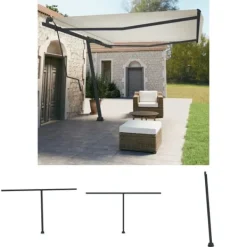 Buer, Spalier, Lysthuse Uden Tag^The Living Store markisestolpesæt 450x245 cm jern antracitgrå - Markiser