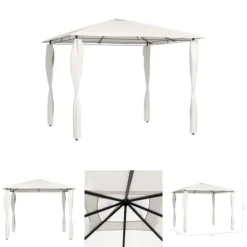 Telte & Lysthuse^The Living Store med stolpeovertræk 3x3x2,6 m 160 g/m² cremefarvet - Festtelte & havepavilloner
