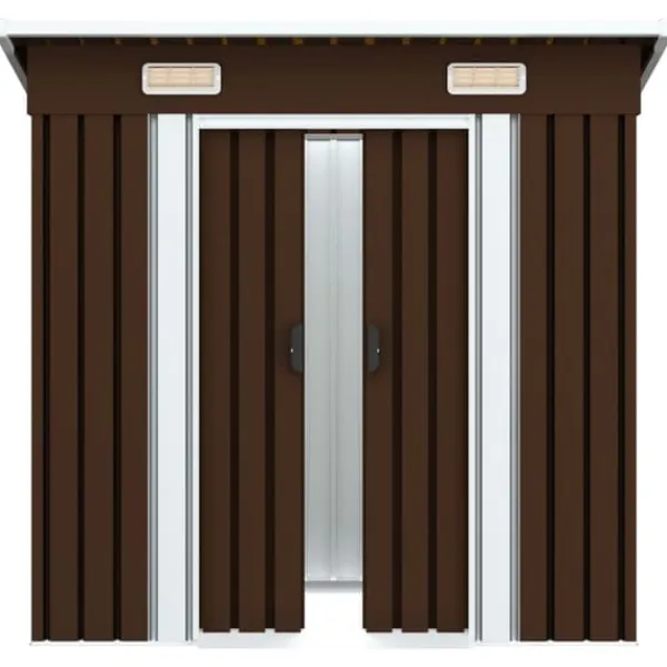 Online The Living Store opbevaringsskur til haven 194x121x181 cm stål brun - Skure & Redskabsskure Skure, Garager & Carports