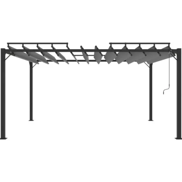 Buer, Spalier, Lysthuse Uden Tag^The Living Store pavillon med lameltag 3x4 m aluminium og stof antracitgrå - Festtelte & havepavilloner