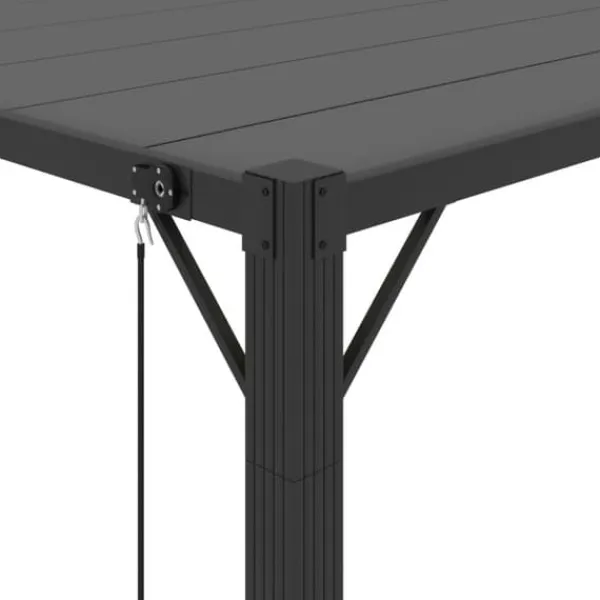 Buer, Spalier, Lysthuse Uden Tag^The Living Store pavillon med lameltag 3x4 m aluminium og stof antracitgrå - Festtelte & havepavilloner