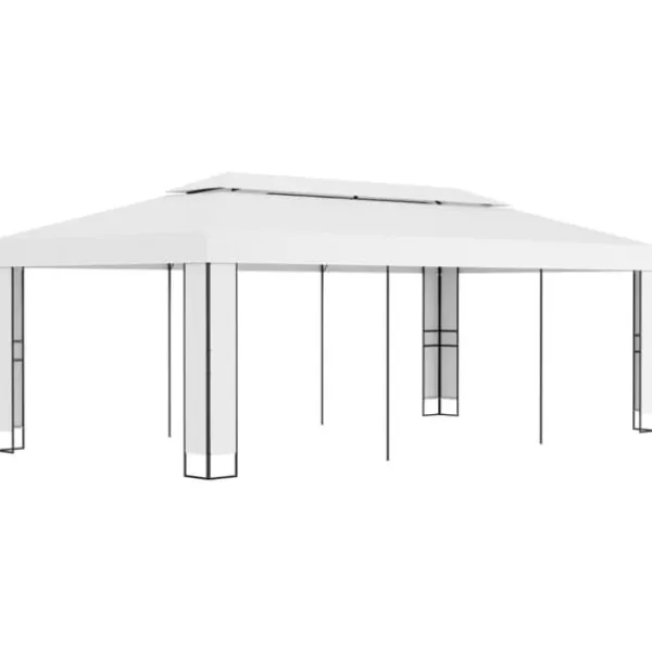Outlet The Living Store pavillon med dobbelttag 3x6 m hvid - Festtelte & havepavilloner Telte & Lysthuse