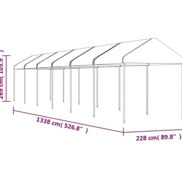 The Living Store pavillon med tag 13,38x2,28x2,69 m polyethylen hvid - Festtelte & havepavilloner Telte & Lysthuse