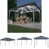 Hot The Living Store pavillon med LED-lyskæder 400x300 cm aluminium antracitgrå - Festtelte & havepavilloner Telte & Lysthuse