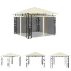 Telte & Lysthuse^The Living Store pavillon med myggenet 3x3x2,73 m 180 g/m² cremefarvet - Festtelte & havepavilloner