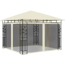 Telte & Lysthuse^The Living Store pavillon med myggenet 3x3x2,73 m 180 g/m² cremefarvet - Festtelte & havepavilloner